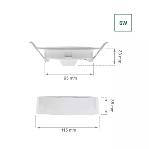 ALGINE ECO 2v1 POVRCHOVÉ TLAKOVÉ SVETLO 6W WW 230V 110st IP20 IK06 115x35mm