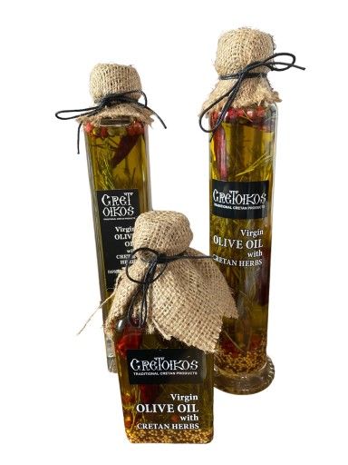 Extra panenský olivový olej (EVOO) s krétskymi bylinkami 40 ml darček