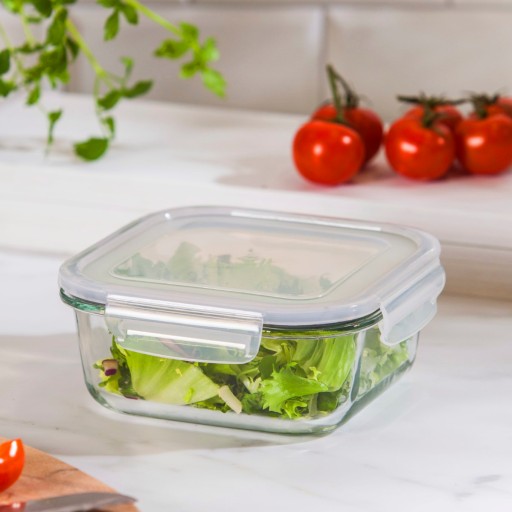 Altom Design Fresh vzduchotesná sklenená nádoba na potraviny, hranatá, 1,1 l