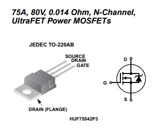 Mosfet 80V 75A 230W N-kanál 75542P HUF75542P3