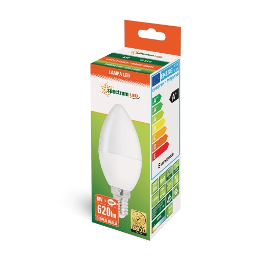 LED SVIEČKOVÁ žiarovka E14 8W 620lm 3000K teplá biela SPECTRUM LED