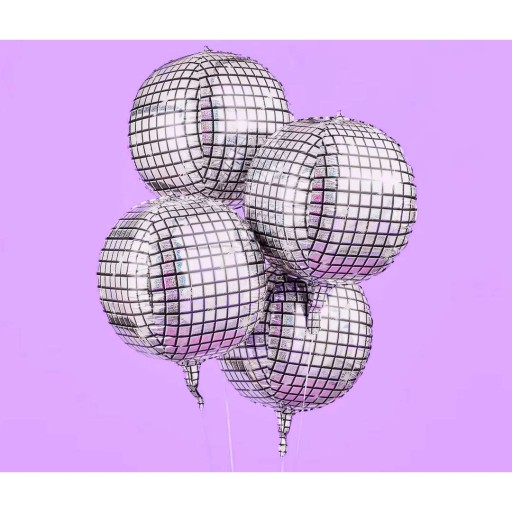 Fóliový BALÓN DISCO GALE 80. roky holografické STRIEBORNÉ