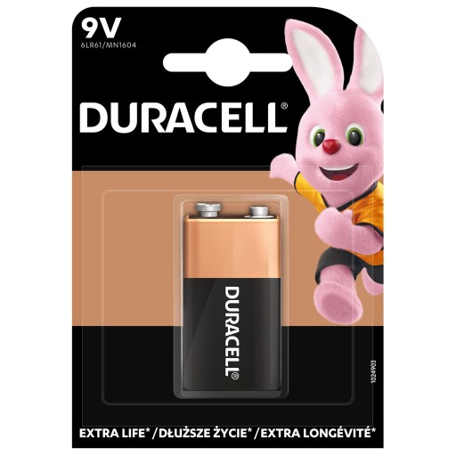 1x alkalická batéria Duracell 9V/6LR61 Basic