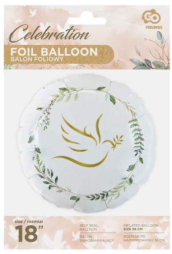 Guľatý holubicový fóliový balón svätého prijímania 45cm