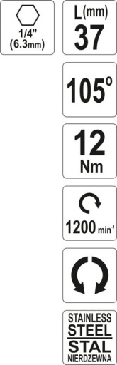 YATO UHLOVÝ ADAPTÉR PRE 1/4 HEX BITOV 37mm 12Nm