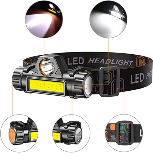 XPE COB LED HLAVOVÁ LAMPA MAGNETOVÁ USB HLAVOVÁ LAMPA