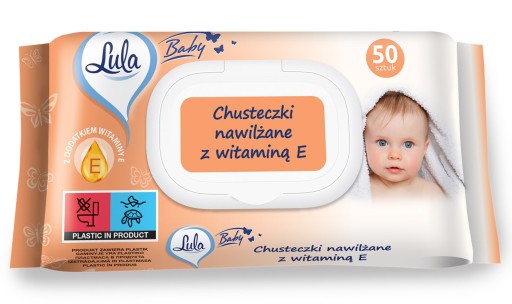 LULA BABY VLHČENÉ UBROÚŠKY S VITAMÍNOM E CLICK-TOP PRE DETI 50 ks.
