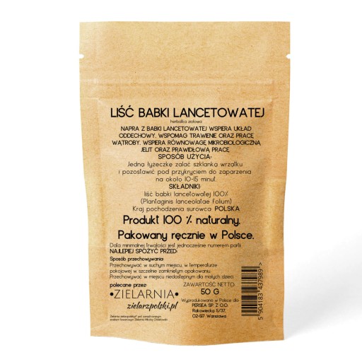 List skorocelu 100% Lanceolata skorocel LIST 100% POLISKA