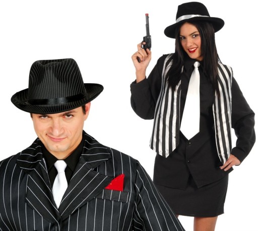 BIELA Gangsterská kravata Alcapone Disguise Prom 20. roky 20. storočia, 45 cm