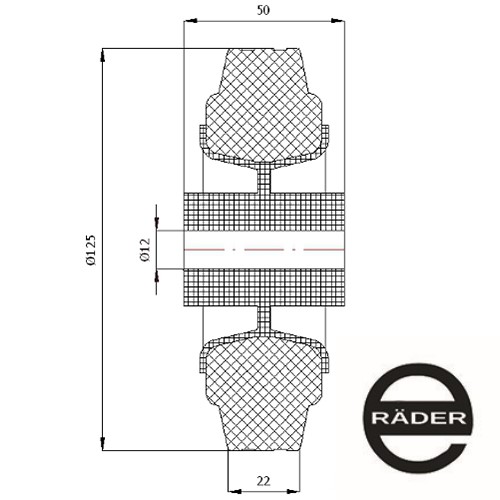 Kruh, krúžok fi. 125 mm, plast a guma, s klzným ložiskom.