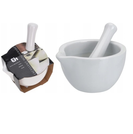 Biely porcelánový mažiar s paličkou