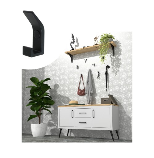 Vešiak, skrutkovací hák, lamely, loft, čierna