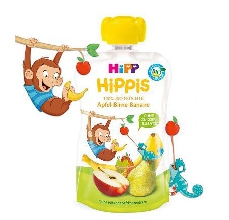 HiPP HiPPiS BIO Mousse z jabĺk, hrušiek a banánov