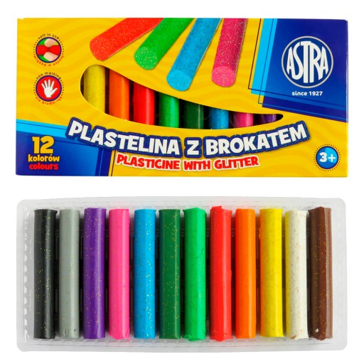 Plastelína 12 farieb Glitter Astra 303107001