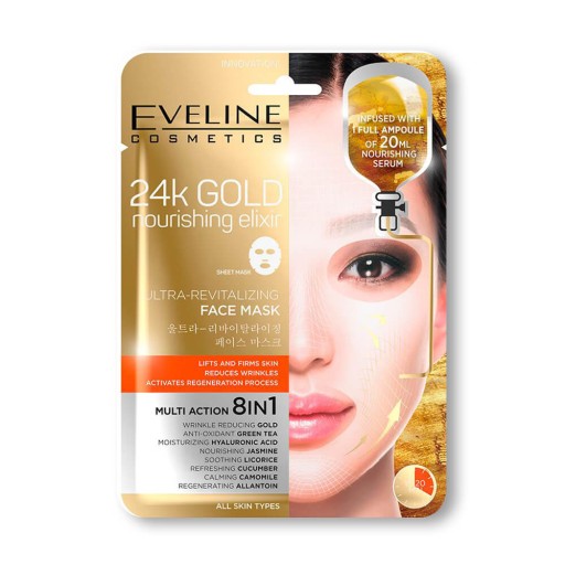 Revitalizačná listová maska EVELINE 24K GOLD
