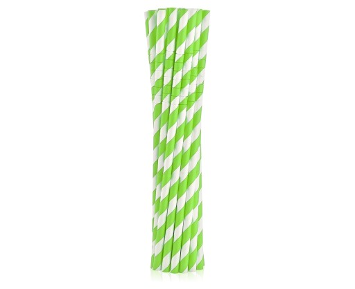 ZELENÉ PAPIEROVÉ SLAMKY S BIELYMI PRÚŽKAMI 12KS 20CM