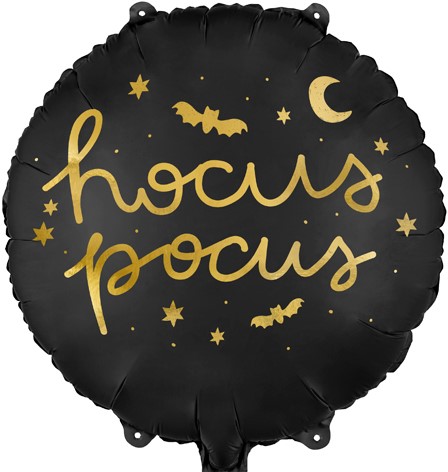 FÓLIOVÁ BALÓN HOCUS POCUS ČIERNA okrúhla HALLOWEENSKÁ DEKORÁCIA NA HELUM 35CM