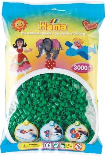 3000 ks korálky zelené HAMA MIDI 201-10