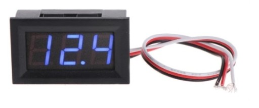 VOLTMETER 4,5-30VDC V PÚDE, TRI VODIČE (NAPÁJANIE + MERANIE) MODRÝ