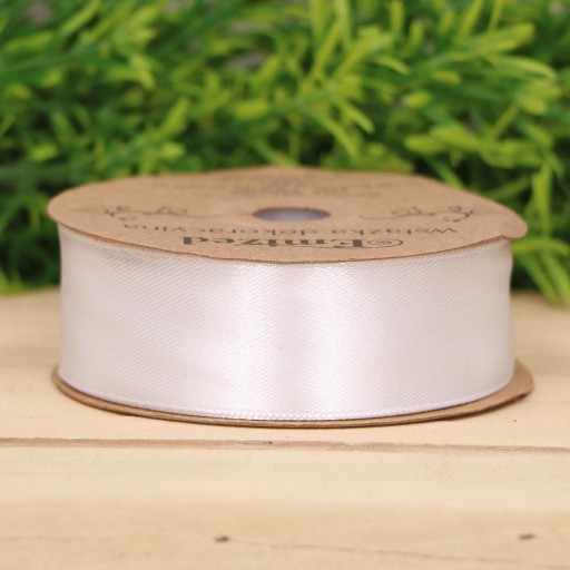 Biela saténová stuha 2,5 cm x 25Y