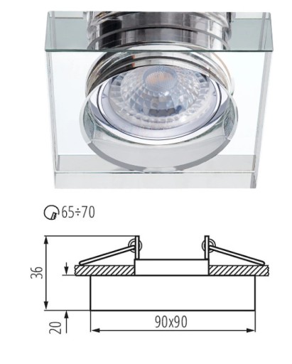 KANLUX Sklenené očko Stropný držiak LED halogénovej lampy MORTA GU10 10W strieborná