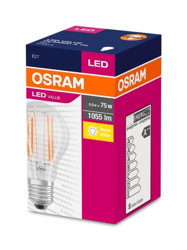 LED FILAMENT E27 žiarovka 8W = 75W A60 2700K OSRAM