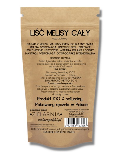 Medovka LIST celý VEĽKÉ LISTY 100% stres relax SPÁNOK