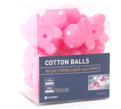 Ozdobná lampa COTTON BALLS, ružové hrochy