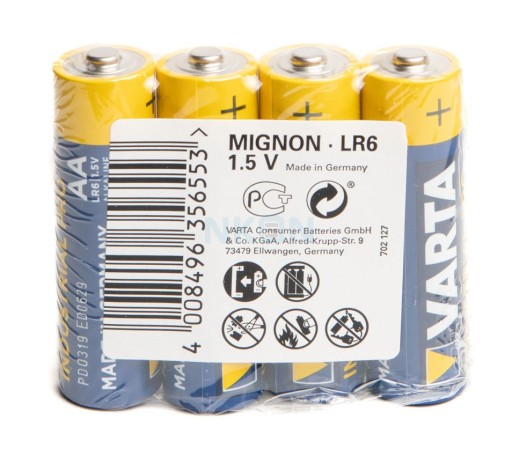 4x AA LR6 batéria VARTA INDUSTRIAL PRO GERMANY
