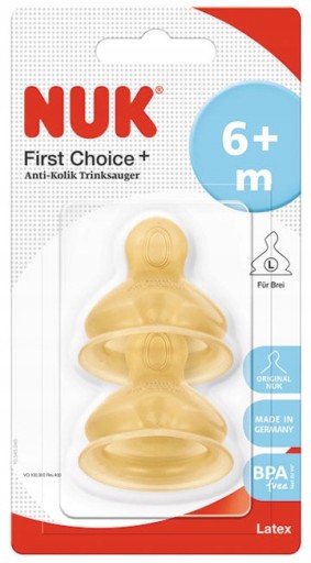 NUK FC+ LATEXOVÝ DUSÍK NA FĽAŠU 6M+ L - 2 KS.