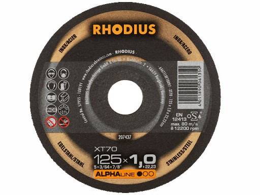 DISKY NEREZOVÉ KOVOVÉ REZNÉ KOTOUČE INOX 125x1,0 RHODIUS GERMANY XT70
