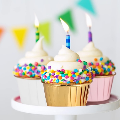 MUFFIN LINERS formičky na košíčky DECORATIONS narodeninové zlaté 20 ks