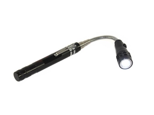 Dlhá teleskopická ohnutá magnetická LED baterka