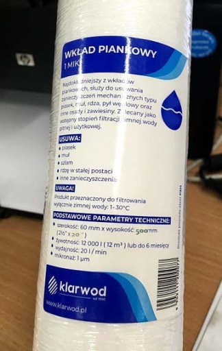 FILTRAČNÁ PENOVÁ NÁPLŇ 50 mikrónov SLIM 20