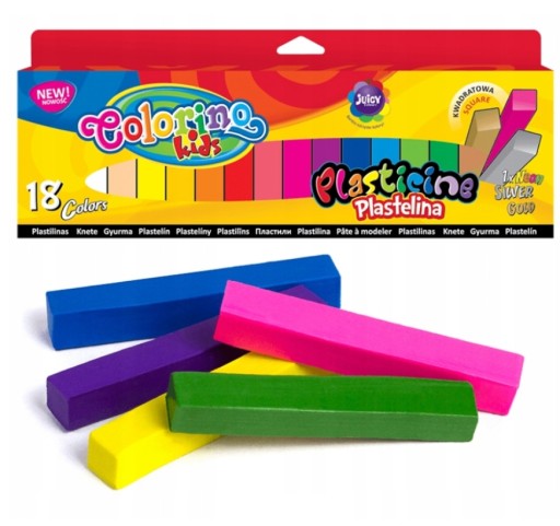 COLORINO štvorcová plastelína, 18 farieb