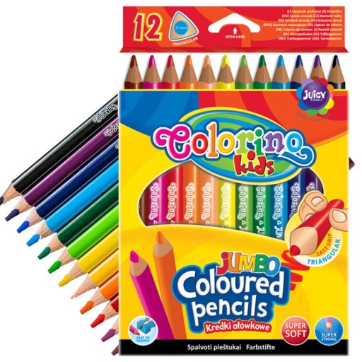 COLORINO TROJUHOLNÍKOVÉ JUMBO HRUBÉ ceruzky 12 Sviežich farieb