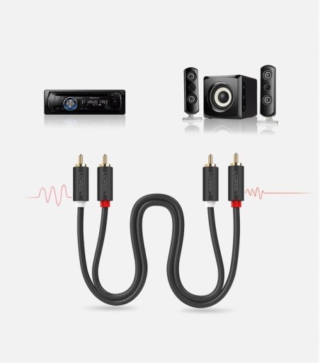 UZELENÝ ZLATÝ ZVUKOVÝ KÁBEL AUDIO KÁBEL 2X RCA NA 2X RCA CINCH 2M