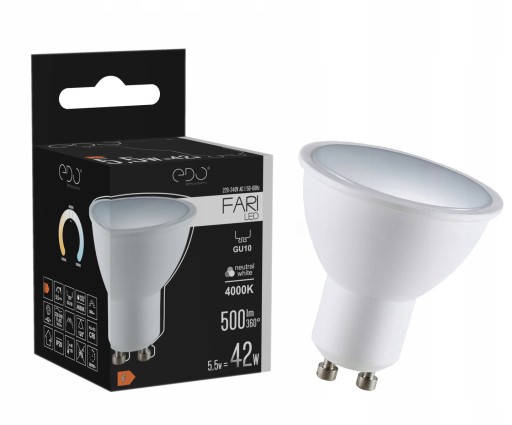 GU10 LED žiarovka 5,5W 4000K neutrál 120' 500lm EDO