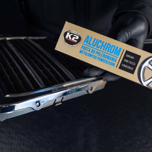 K2 ALUCHROM LEŠTIACA PASTA NA LEŠTENIE KOVOV, CHROMU, HLINÍKA, automobilov, 120g