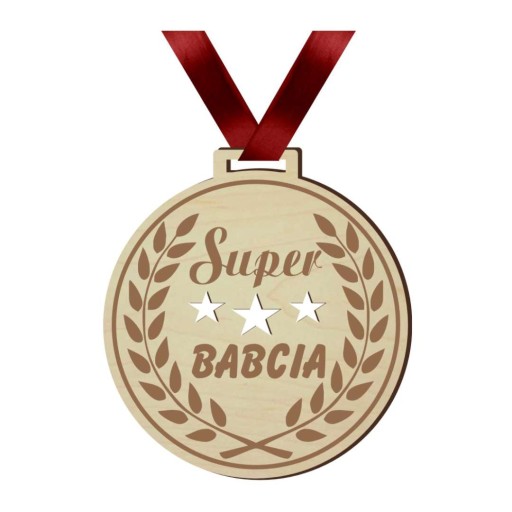Super BABIČKÁ MEDAILA, drevená STUHA, DEŇ BABIČKY