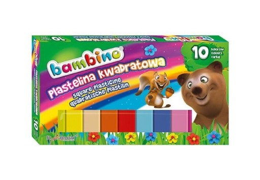 Štvorcová plastelína 10 farieb Bambino