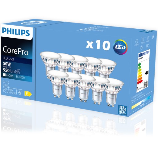 Philips CorePro GU10 LED žiarovka 4,9W=50W 550lm neutrálna farba 4000K 120°