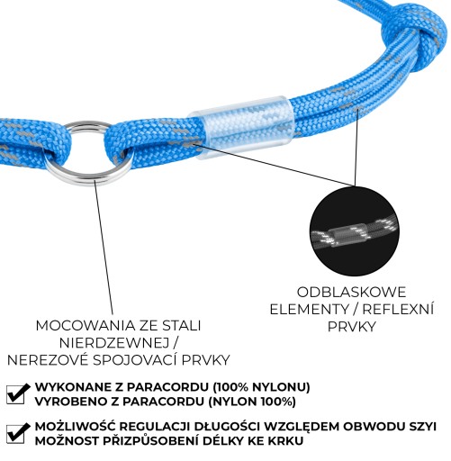Šnúrka na štítok WAUDOG Smart ID, reflexná, modrá, veľkosť S