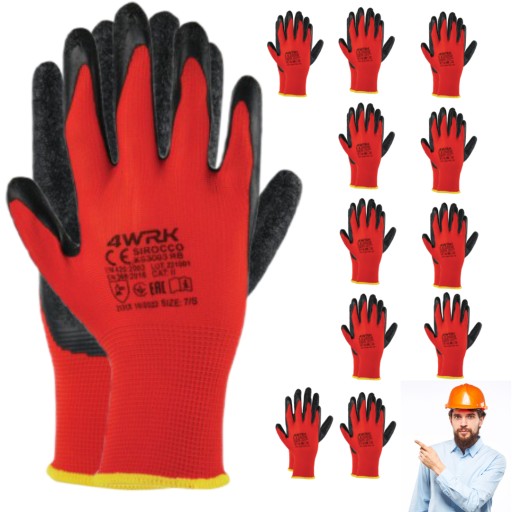 Rukavice, ručné latexové presné pracovné rukavice, veľkosť 10, SADA 12 PARR