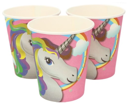 Ružové poháre Unicorn, 6 kusov, narodeniny