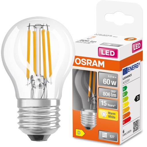 LED žiarovka SMALL BALL E27 6W = 60W 2700K OSRAM