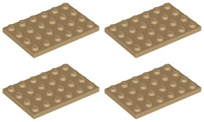 LEGO 3032 TANIER 4x6 tmavý piesok (14g) 4 ks.
