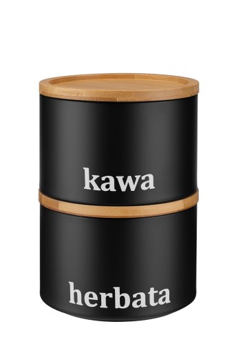 Kovová nádoba s bambusovým krytom KAWA čierna