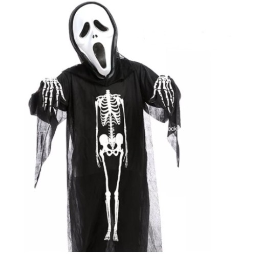 SCREAM SCREAM MASKA BIELA S KAPUČOU na HALLOWEEN