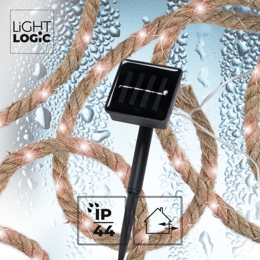 LANOVÁ LED solárna girlanda, jutové lano 3m IP44 WW